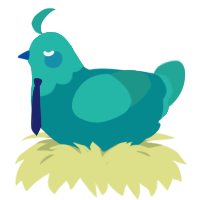 blue babadeedabadi, a teal and turquoise chicken with a head pattern