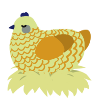 (unnamed), a lemon and ochre chicken with a lace pattern