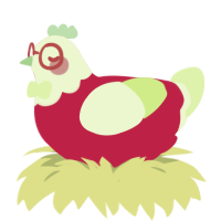 A crimson and apple chicken with a head pattern