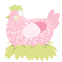 Strawberry, a rose chicken with a speckle pattern