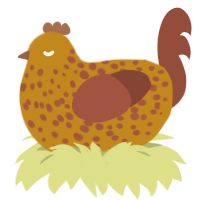 Cheez, a ochre and russet chicken with a speckle pattern