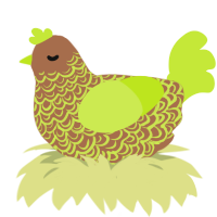 Kiwi, a brown and lime chicken with a double-lace pattern
