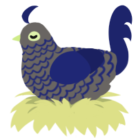 A grey and navy chicken with a lace pattern