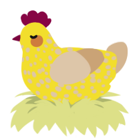 Custard, a yellow and beige chicken with a speckle pattern
