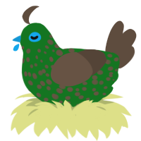 A leaf and bark chicken with a speckle pattern