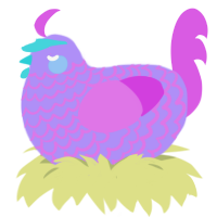 Dreamland, a lilac and orchid chicken with a lace pattern