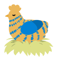 A honey and sapphire chicken with a bar pattern