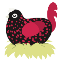 kilometer immorales, a sable and crimson chicken with a speckle pattern