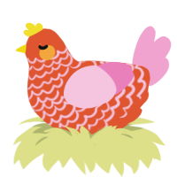 fruit punch, a vermilion and pink chicken with a lace pattern