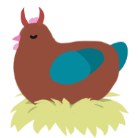 Amelia, a russet and sea chicken