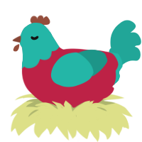 Slender Man, a crimson and turquoise chicken with a head pattern