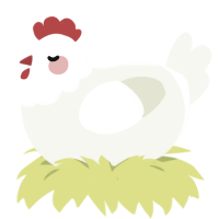 Henrietta, a white chicken with a head pattern