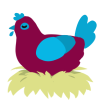 lifegiven, a maroon and cerulean chicken