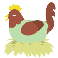 A gluppy and russet chicken with a head pattern