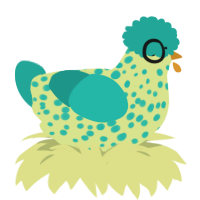The Ambassador, a lemon and turquoise chicken with a speckle pattern