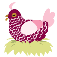 A maroon and rose chicken with a lace pattern
