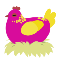 (unnamed), a fuchsia and yellow chicken with a neck-speckle pattern