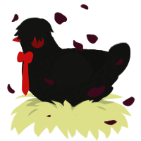 A black chicken with a lace pattern