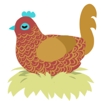Jtyis, a red and gold chicken with a double-lace pattern