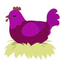 Precious, a wine and plum chicken with a head pattern