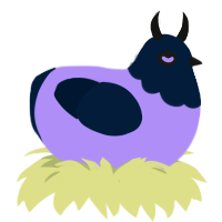 A lilac and tumblr chicken with a head pattern