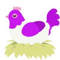 blackberry yoghurt, a white and amethyst chicken with a head pattern