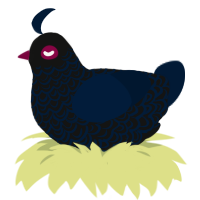 Oath, a black and tumblr chicken with a double-lace pattern