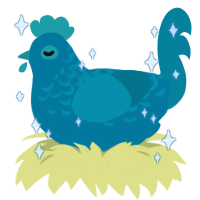 A sea and teal chicken with a half-lace pattern