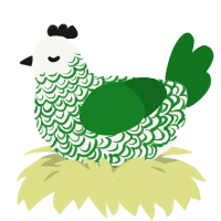 Envy, a white and leaf chicken with a double-lace pattern