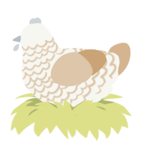 Barley, a white and beige chicken with a lace pattern