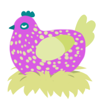Mad Neon, a orchid and lemon chicken with a speckle pattern
