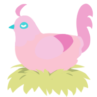 A rose and pink chicken with a head pattern