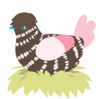 Cherry Blossom, a bark and rose chicken with a bar pattern