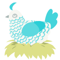 A white and aqua chicken with a lace pattern