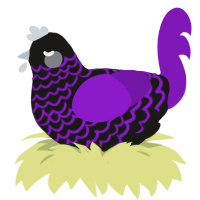 A sable and violet chicken with a lace pattern