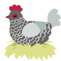 A grey and silver chicken with a lace pattern