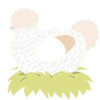 Tempête de Neige, a white and cream chicken with a lace pattern