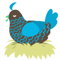 A bark and cerulean chicken with a lace pattern