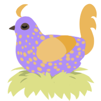 A lilac and honey chicken with a speckle pattern
