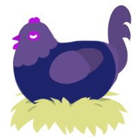 A navy and overcast chicken with a head pattern