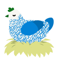 Discount Porcelain, a white and sapphire chicken with a double-lace pattern