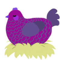 Rasin in Training, a plum and overcast chicken with a lace pattern