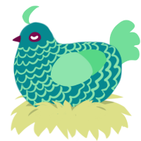 Ves, a teal and spring chicken with a lace pattern
