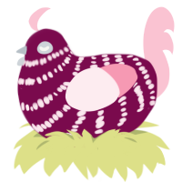 The Eggpostle, a wine and rose chicken with a bar pattern
