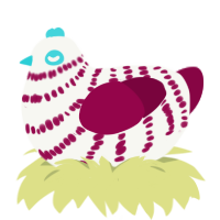Peppermint, a white and maroon chicken with a bar pattern
