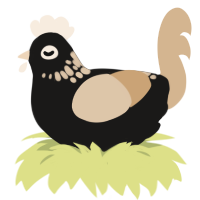 Bruce, a sable and beige chicken with a neck-speckle pattern