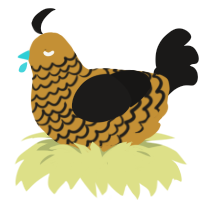 A gold and sable chicken with a lace pattern
