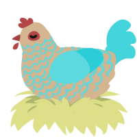 splash beach, a beige and aqua chicken with a lace pattern