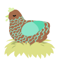 Minty Mustard, a brown and mint chicken with a lace pattern