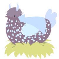 Reddy, a red and pink chicken with a speckle pattern